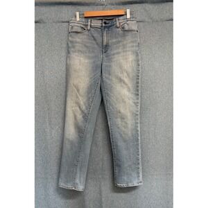 Used Lands' End Women's Size 10 High‎ Rise Straight Ankle Jeans Light Wash Denim